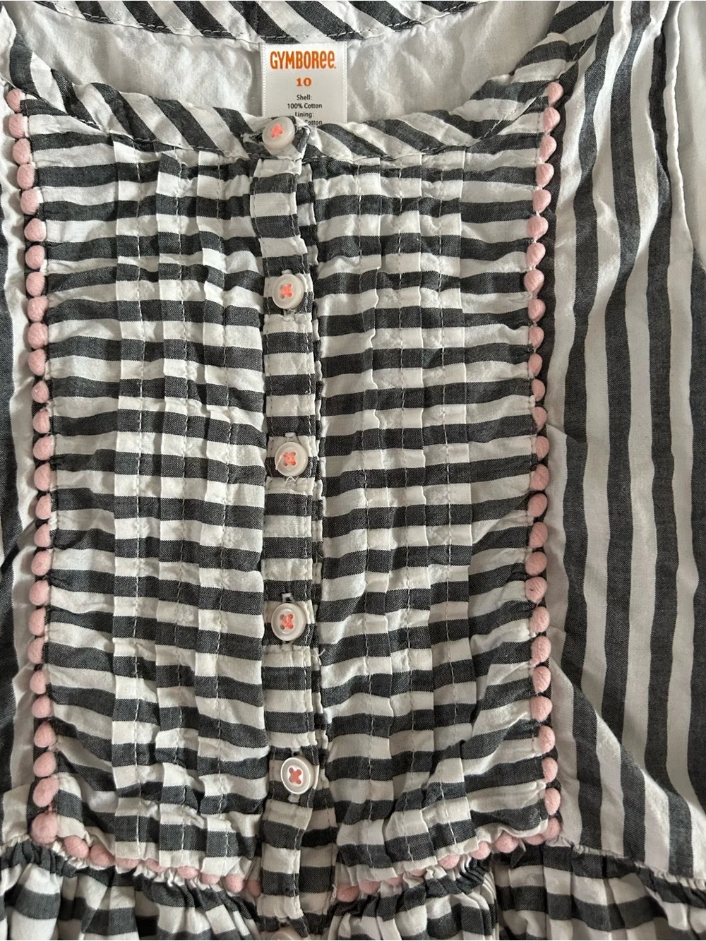 Gymboree Navy and White Striped Sleeveless Dress with Pink Trim